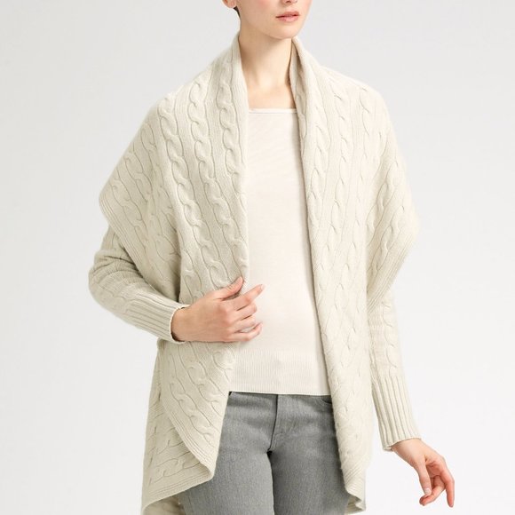 RALPH LAUREN BLACK LABEL  100% CASHMERE  CABLE KNIT CIRCLE KNIT CARDIGAN - Picture 1 of 9